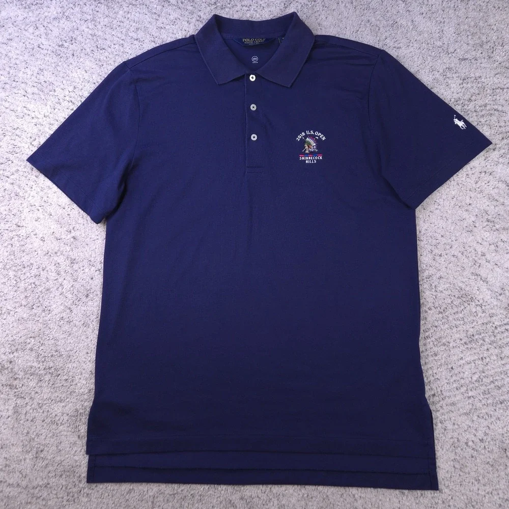 Polo Ralph Lauren US Open Shirt Mens Medium Golf Shinnecock Hills 2018 Logo Navy